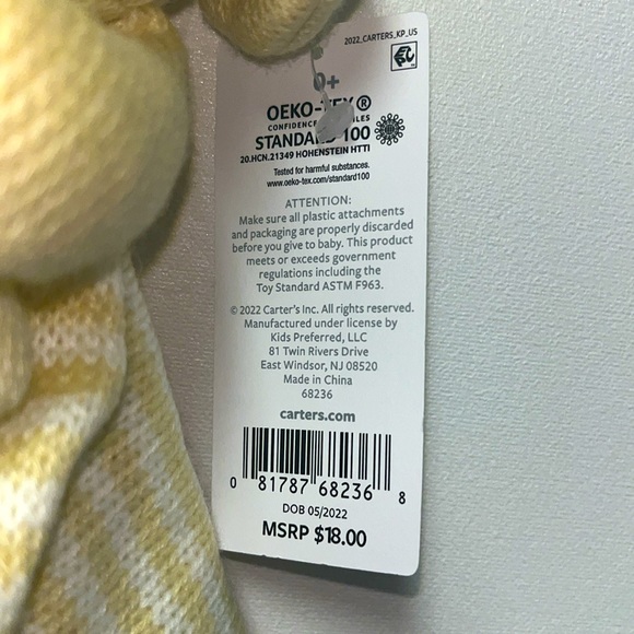 Carter’s Baby White/Yellow/Cream Teddy/Puppy Hand/Face Towel BNWT $18 - Picture 4 of 11